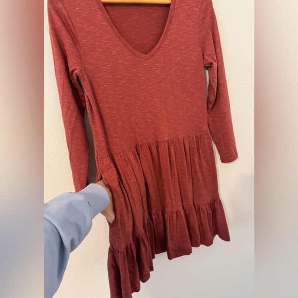 Toad&Co Marley Tiered Long-Sleeve Short Dress Soft Marled Boho Size XS - Picture 2 of 11